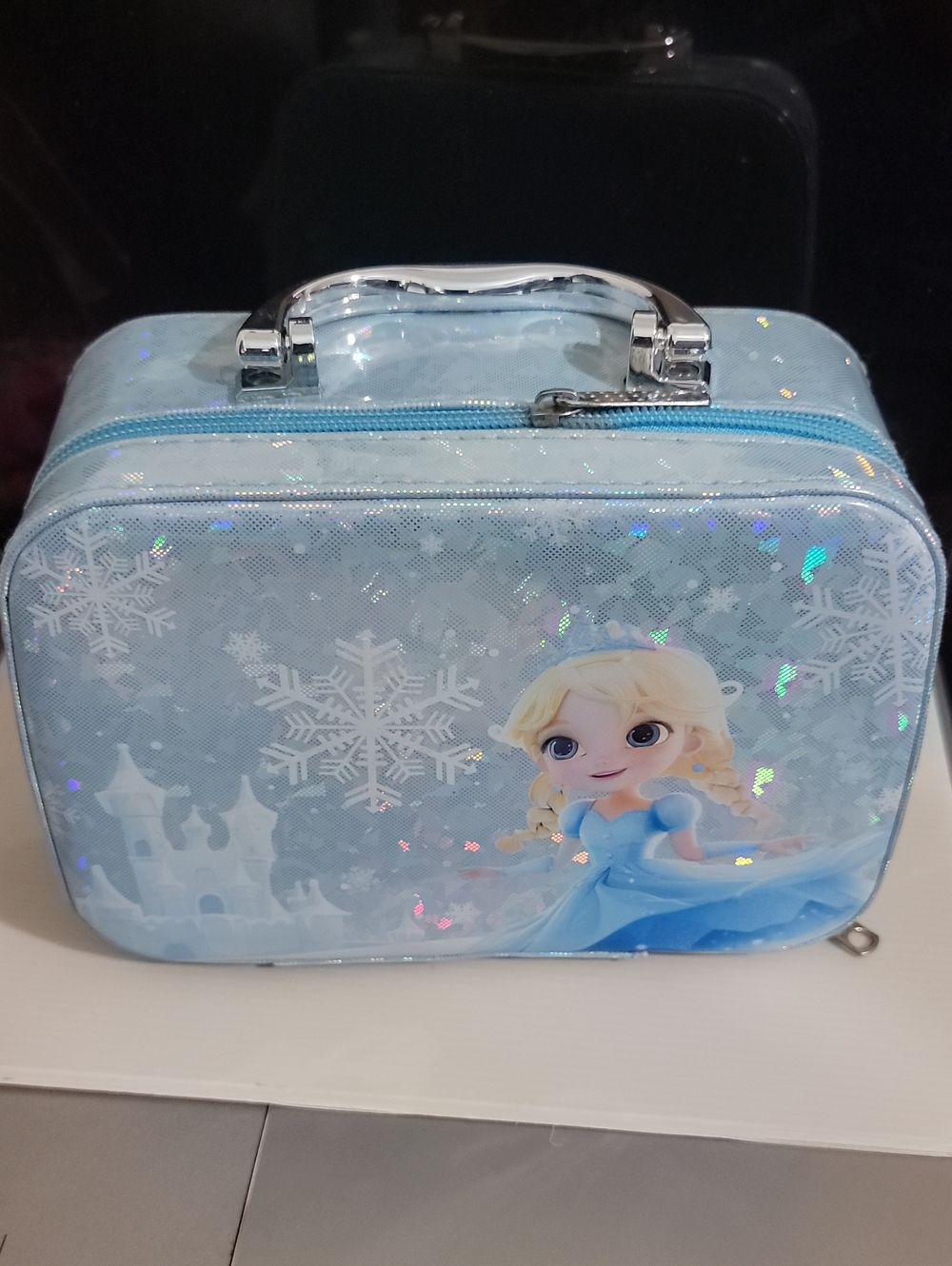 Blue Girls' Snowflake Print Carry Bag with Handle